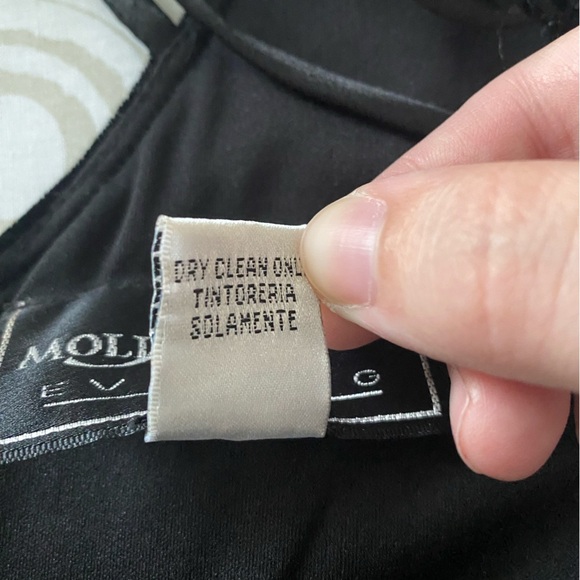 Vintage Black Velvet 90s Dress with Strappy Back Rhinestones Mini Embroidered 14 - Picture 5 of 5